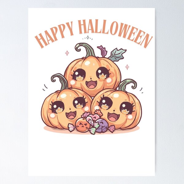 Item preview, Feliz Halloween Calabazas Kawaii – ¿Lindo arte de dulces Chibi? designed and sold by snoezelstudio.