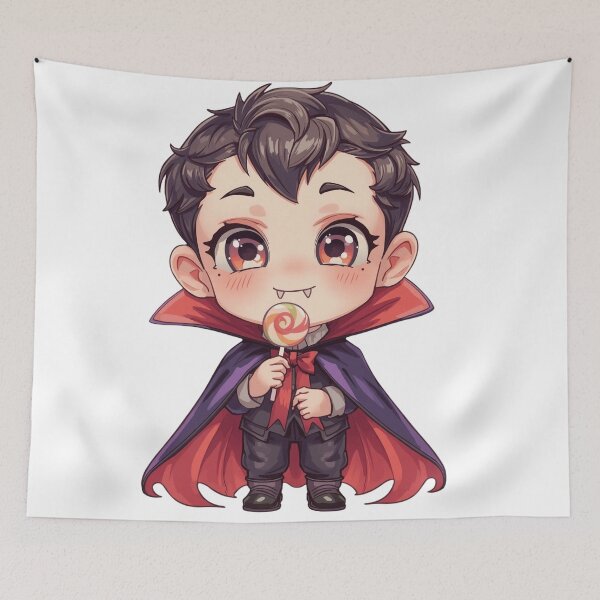 Item preview, Cute Kawaii Vampire Boy with Candy – Halloween Chibi Art designed and sold by snoezelstudio.