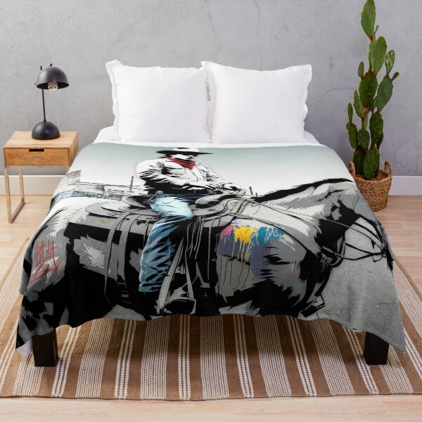 Item preview, Urban Cowboy Graffiti Wall Art – Monochrome Western Canvas designed and sold by jazzyfunky.