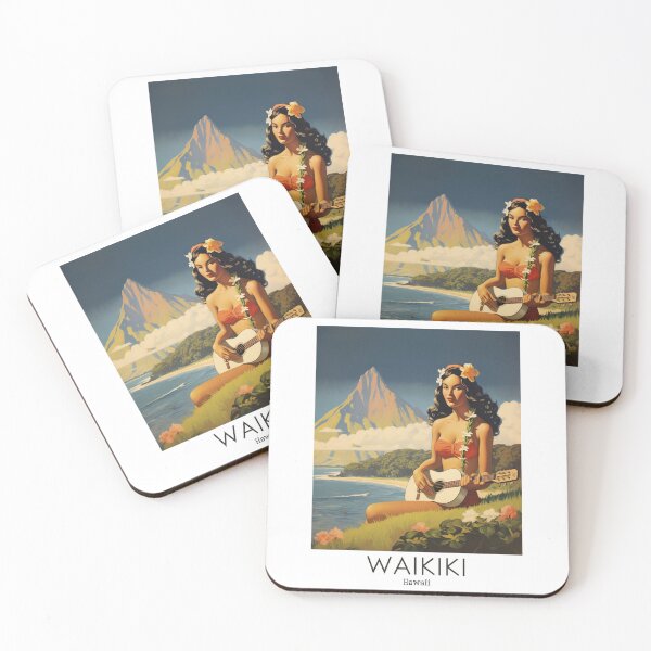 Item preview, A Vintage Travel Illustration of Waikiki - Hawaii designed and sold by GoodOldVintage.