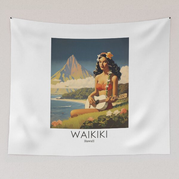 Item preview, A Vintage Travel Illustration of Waikiki - Hawaii designed and sold by GoodOldVintage.