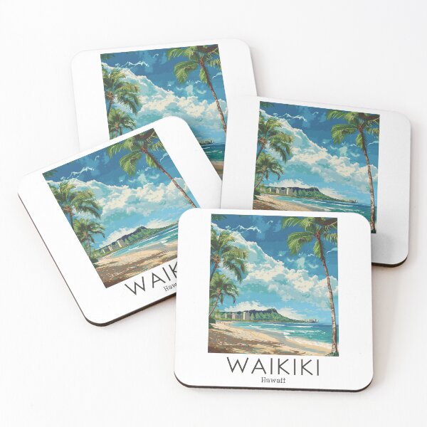 Artikelvorschau, Eine Vintage Reiseillustration von Waikiki - Hawaii entworfen und verkauft von GoodOldVintage.