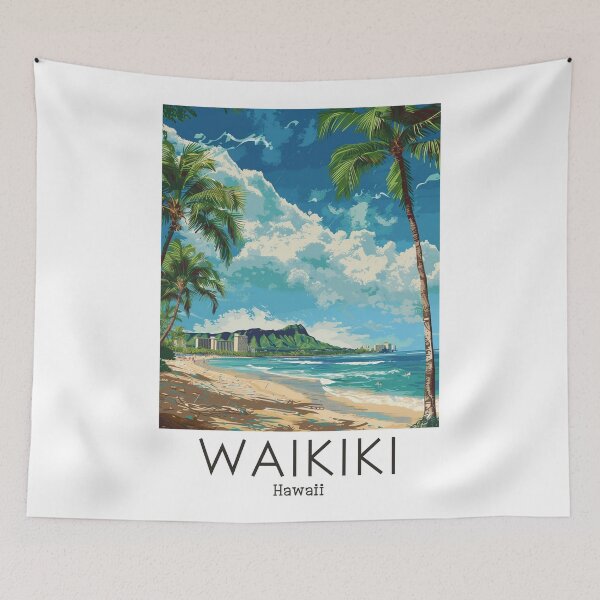 Item preview, A Vintage Travel Illustration of Waikiki - Hawaii designed and sold by GoodOldVintage.