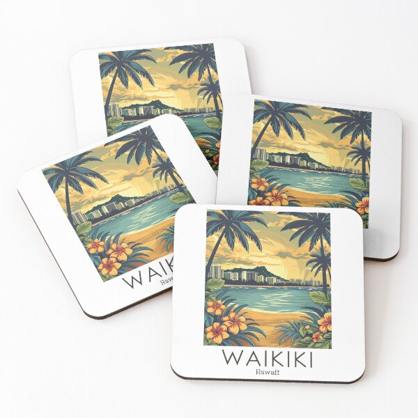 Artikelvorschau, Eine Vintage Reiseillustration von Waikiki - Hawaii entworfen und verkauft von GoodOldVintage.