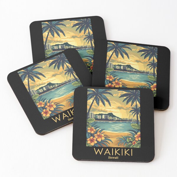 Artikelvorschau, Eine Vintage Reiseillustration von Waikiki - Hawaii entworfen und verkauft von GoodOldVintage.