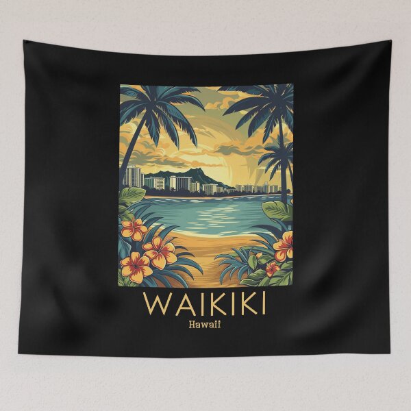 Item preview, A Vintage Travel Illustration of Waikiki - Hawaii designed and sold by GoodOldVintage.
