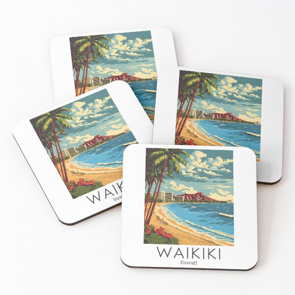 Artikelvorschau, Eine Vintage Reiseillustration von Waikiki - Hawaii entworfen und verkauft von GoodOldVintage.