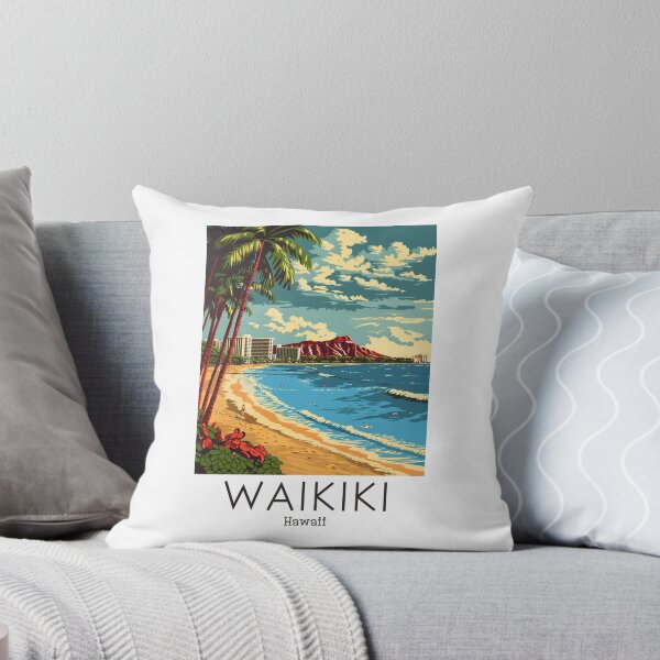 Item preview, A Vintage Travel Illustration of Waikiki - Hawaii designed and sold by GoodOldVintage.