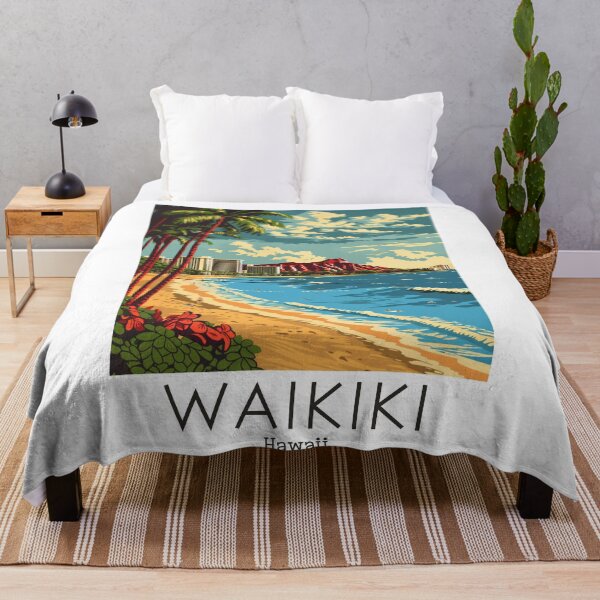 Artikelvorschau, Eine Vintage Reiseillustration von Waikiki - Hawaii entworfen und verkauft von GoodOldVintage.