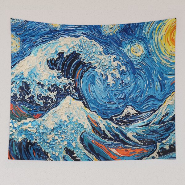 Item preview, Van Gogh Starry Wave Art Print: Japanese Ocean Poster  designed and sold by MOMO-CREATESHOP.