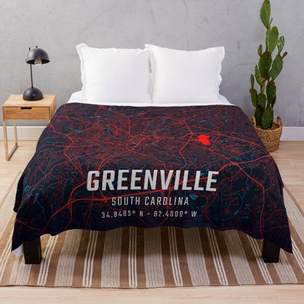 Item preview, Greenville Red & Blue Minimalist Map designed and sold by HomeLivingCo.
