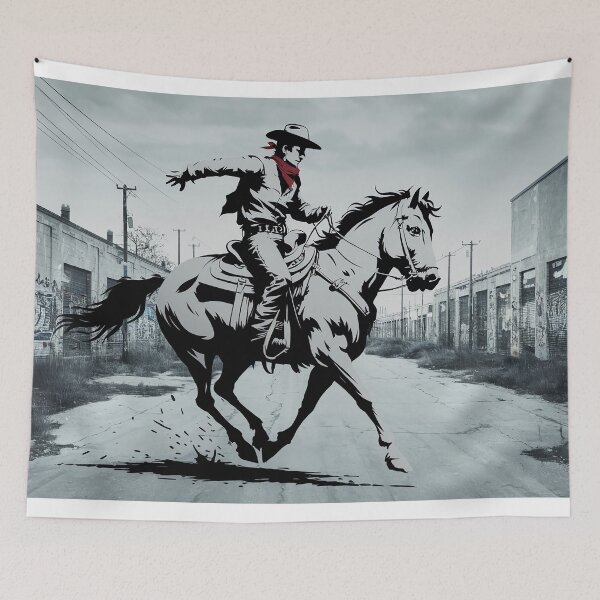 Item preview, Industrial Cowboy Wall Art – Gritty Urban Western Illustration designed and sold by jazzyfunky.