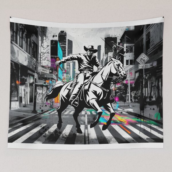 Item preview, Graffiti Cowboy Wall Art – Vibrant Street Horse Canvas designed and sold by jazzyfunky.