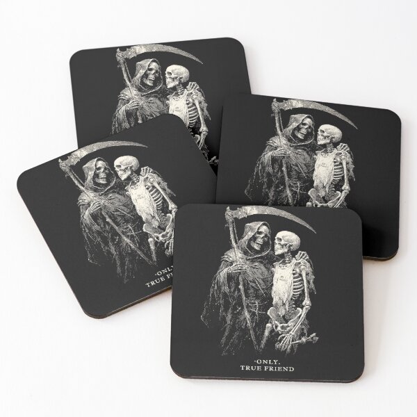 Item preview, Grim Reaper True Friend | Vintage Memento Mori Skeleton Art | Dark Academia Halloween designed and sold by CrunchyGoats.