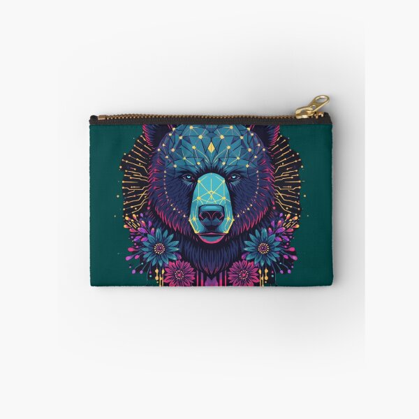 Item preview, Bear with Geometric Circuits and Floral Design | Futuristic Wildlife Art designed and sold by Naturalite19.