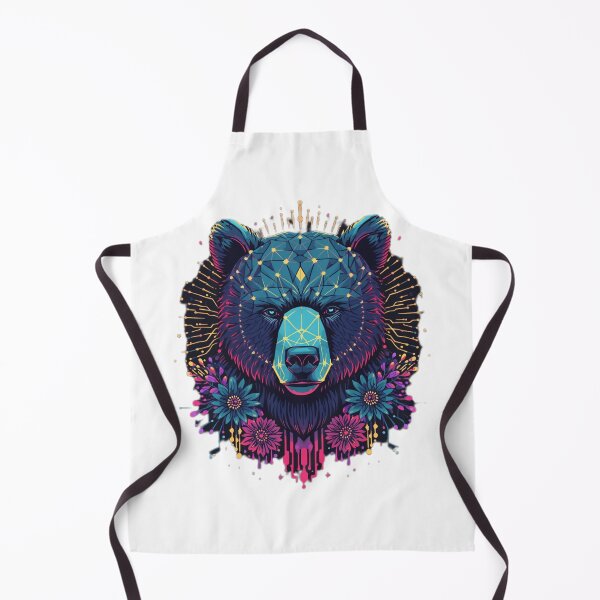 Item preview, Bear with Geometric Circuits and Floral Design | Futuristic Wildlife Art designed and sold by Naturalite19.