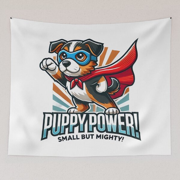 Item preview, Superhero Puppy Power – Cute Cartoon Dog with Cape and Mask designed and sold by The-T-In-Retro.