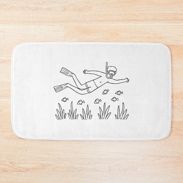 Item preview, A person wearing snorkel gear swimming above sea grass, surrounding school of fish designed and sold by rasagamastore.