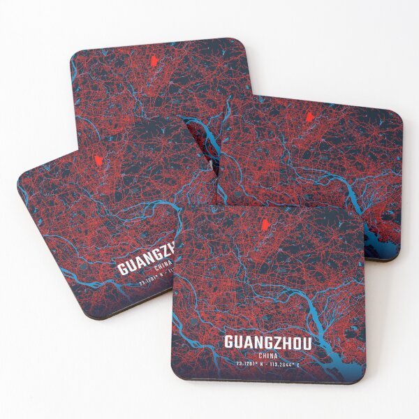 Item preview, Guangzhou Red & Blue Minimalist Map designed and sold by HomeLivingCo.