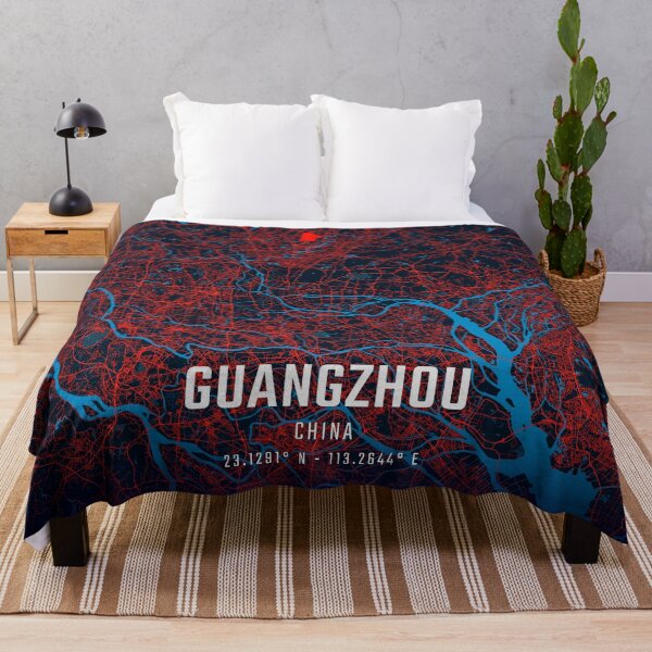 Item preview, Guangzhou Red & Blue Minimalist Map designed and sold by HomeLivingCo.