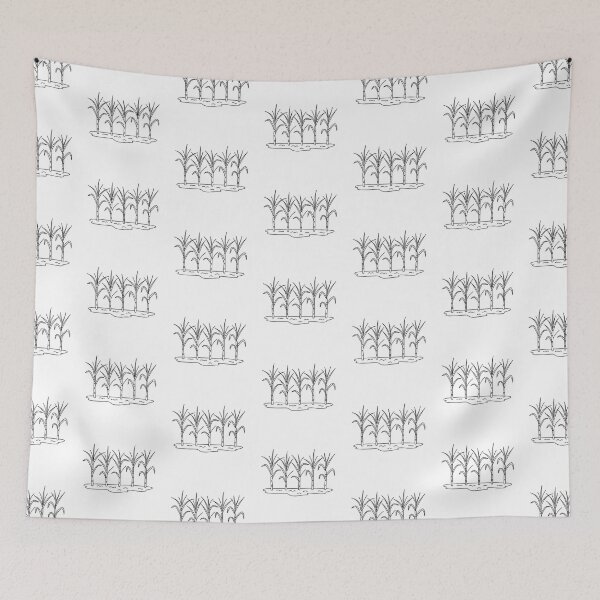 Item preview, A row of tall sugarcane plants growing in a muddy field designed and sold by rasagamastore.