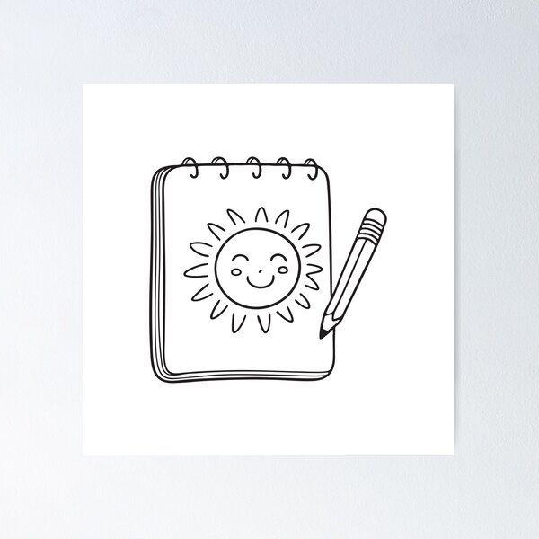 Item preview, A smiling sun drawn inside sketchbook page  designed and sold by rasagamastore.