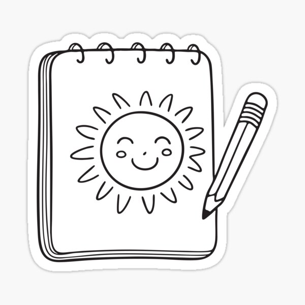 Item preview, A smiling sun drawn inside sketchbook page  designed and sold by rasagamastore.
