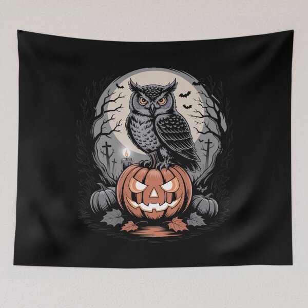 Item preview, Owl on Candle Pumpkin designed and sold by Qwibbo.
