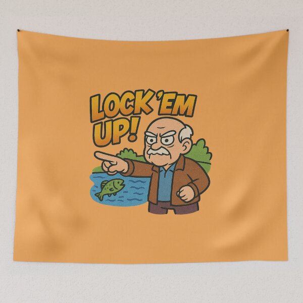 Item preview, Lock ’Em Up – Viral Fishing Meme Design designed and sold by Bratak.