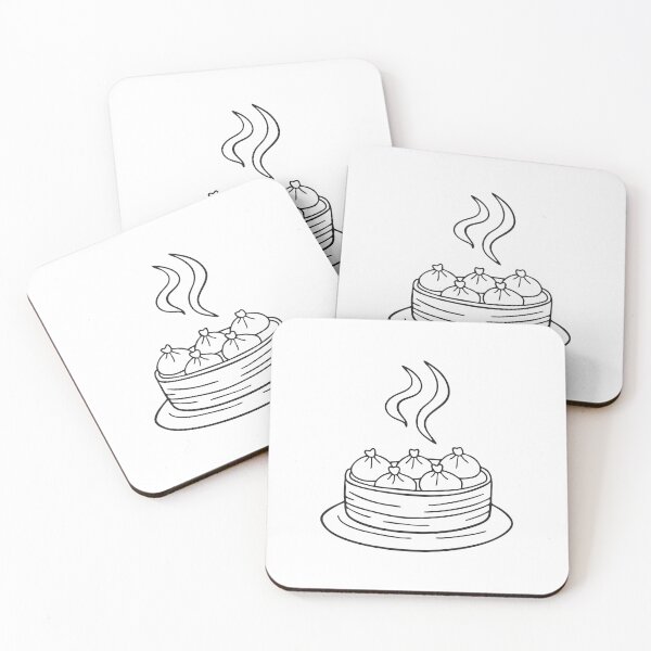 Item preview, A steam curl near a plate of dumplings on bamboo steamer designed and sold by rasagamastore.