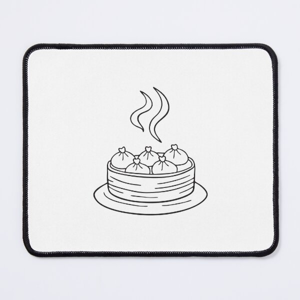 Item preview, A steam curl near a plate of dumplings on bamboo steamer designed and sold by rasagamastore.