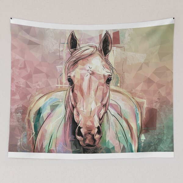 Item preview, Geometric Polygon Horse Wall Art – Modern Faceted Equine Portrait designed and sold by jazzyfunky.
