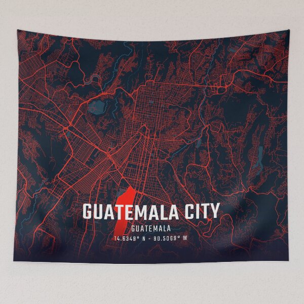 Item preview, Guatemala City Red & Blue Minimalist Map designed and sold by HomeLivingCo.