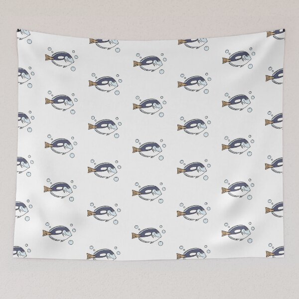 Item preview, A surgeonfish near bubbles in clear tropical water designed and sold by rasagamastore.