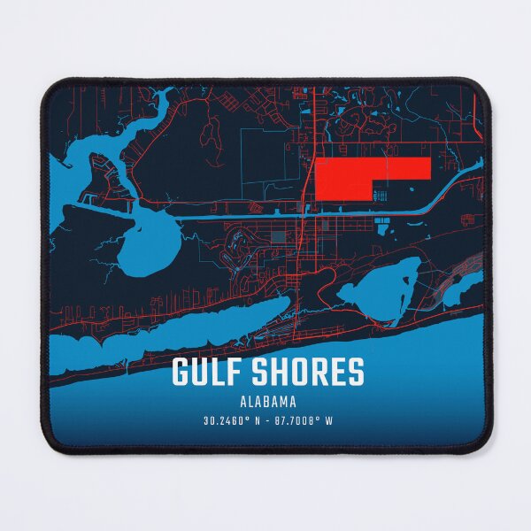 Item preview, Gulf Shores Red & Blue Minimalist Map designed and sold by HomeLivingCo.