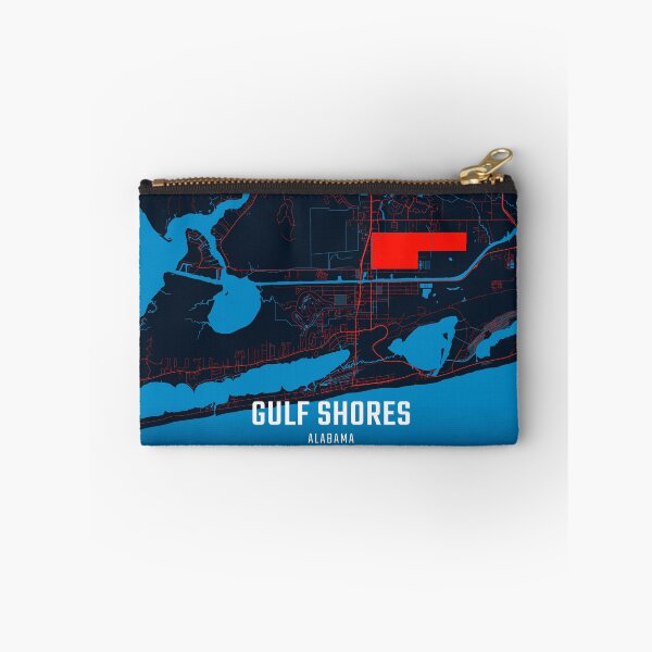 Item preview, Gulf Shores Red & Blue Minimalist Map designed and sold by HomeLivingCo.