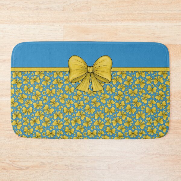 Item preview, Yellow bow with a ribbon dividing into a blue background with a pattern and without a pattern designed and sold by Cherevan.