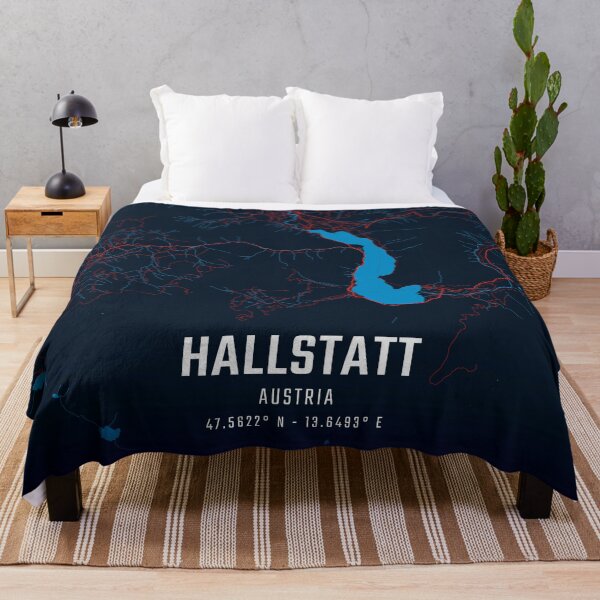 Item preview, Hallstatt Red & Blue Minimalist Map designed and sold by HomeLivingCo.