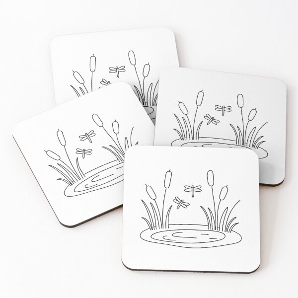 Item preview, A swamp with tall grass and dragonflies above designed and sold by rasagamastore.