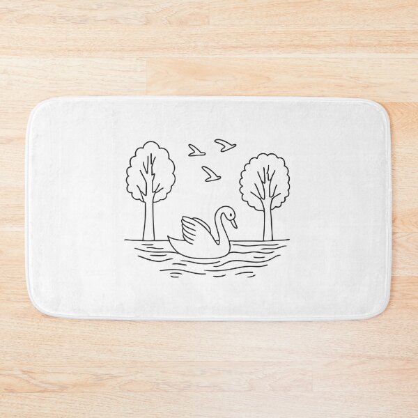 Item preview, A swan gliding across still water under trees with birds fly above designed and sold by rasagamastore.