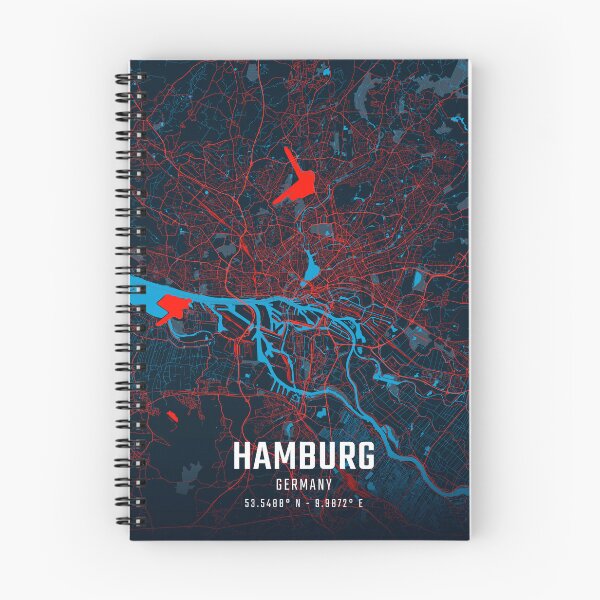 Item preview, Hamburg Red & Blue Minimalist Map designed and sold by HomeLivingCo.