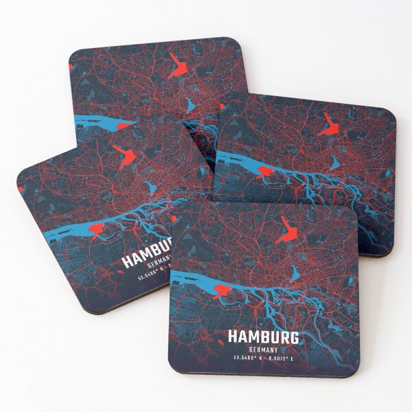 Item preview, Hamburg Red & Blue Minimalist Map designed and sold by HomeLivingCo.