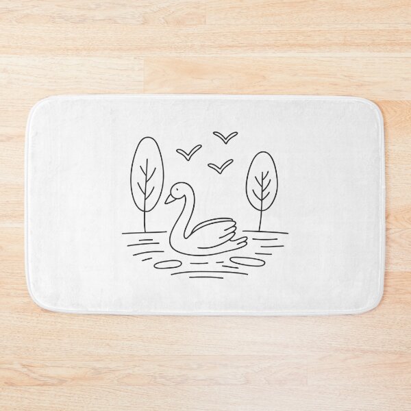 Item preview, A swan gliding across still water under trees designed and sold by rasagamastore.