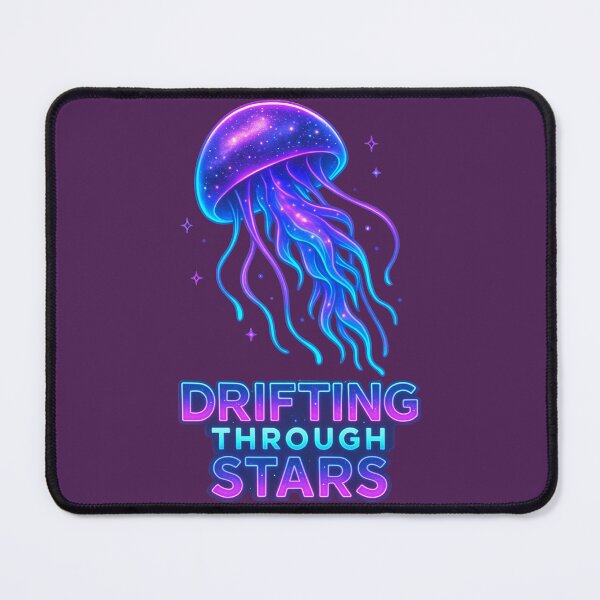 Item preview, Drifting Through Stars – Glowing Neon Jellyfish Cosmic Fantasy Art designed and sold by Dezpro.