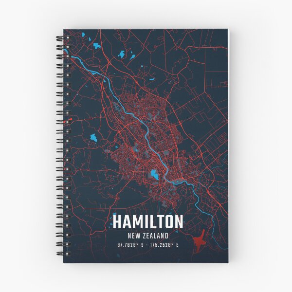 Item preview, Hamilton Red & Blue Minimalist Map designed and sold by HomeLivingCo.