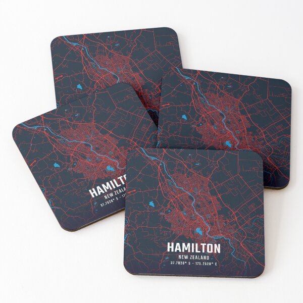Item preview, Hamilton Red & Blue Minimalist Map designed and sold by HomeLivingCo.