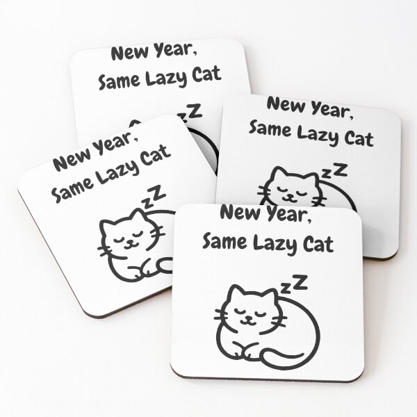 Item preview, New Year Same Lazy Cat – Funny Cat New Year Quote for Cat Lovers designed and sold by Shopk9.