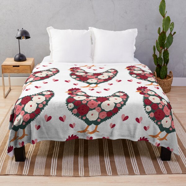 Item preview, Floral Chicken with Roses and Hearts Art designed and sold by ArtfulWeave.