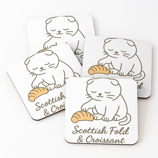 Item preview, Scottish Fold & Croissant Cat Art – Cute Minimal Line Illustration, Cozy Cat Lover Gift, Kawaii Coffee Mug & T-Shirt Design designed and sold by RungsitDesign.