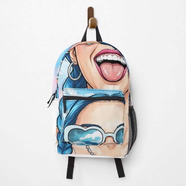 Item preview, Blue-haired girl with heart-shaped glasses – Cheerful and colorful pop art digital illustration designed and sold by Planet Utoppia.